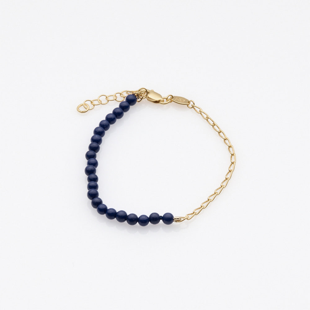 Half & Half lapis lazuli bracelet 14K yellow gold