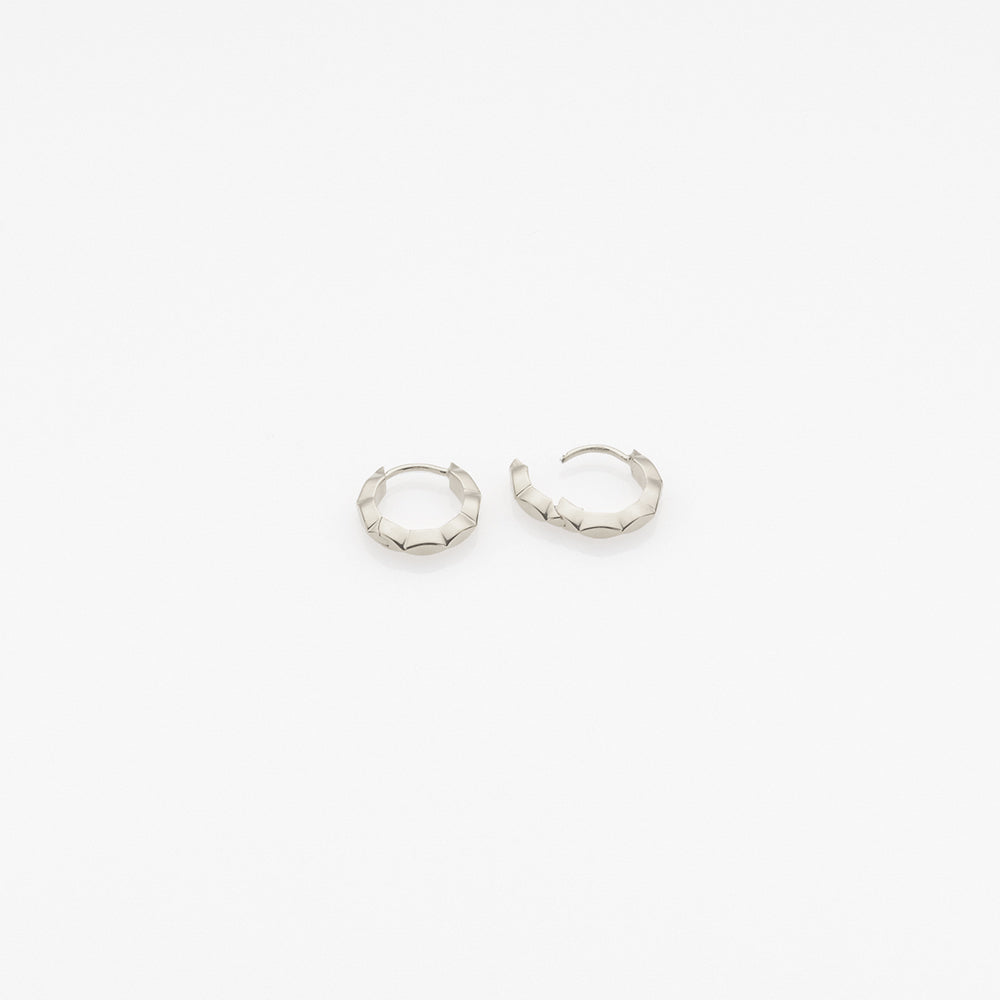 Tiny Treasures navette huggies earrings 14K white gold
