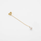 Sea & Sun pearl & heart earring tall 14K yellow gold
