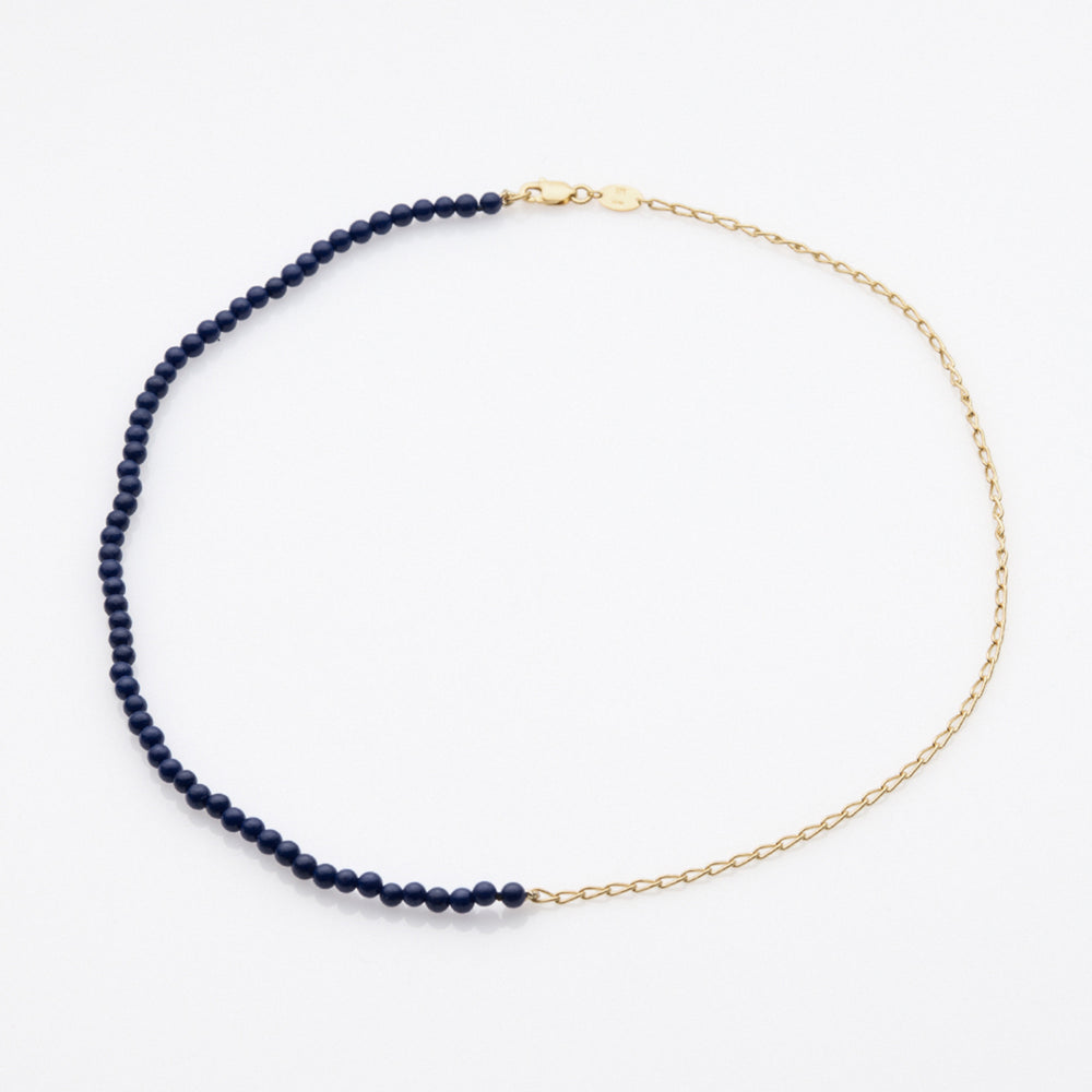 Half & Half lapis lazuli necklace 14K yellow gold