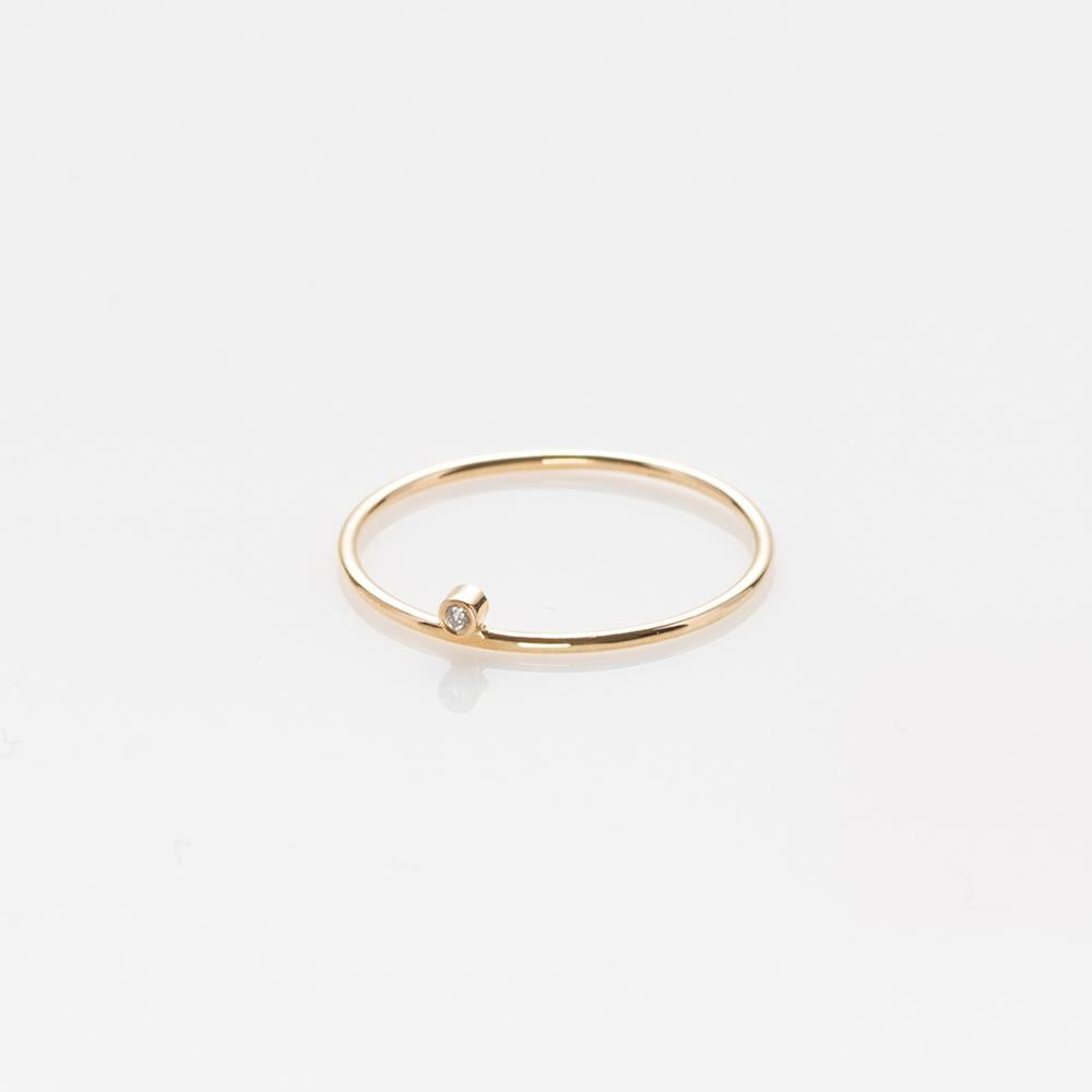 Wire band ring yellow gold 14K with diamond