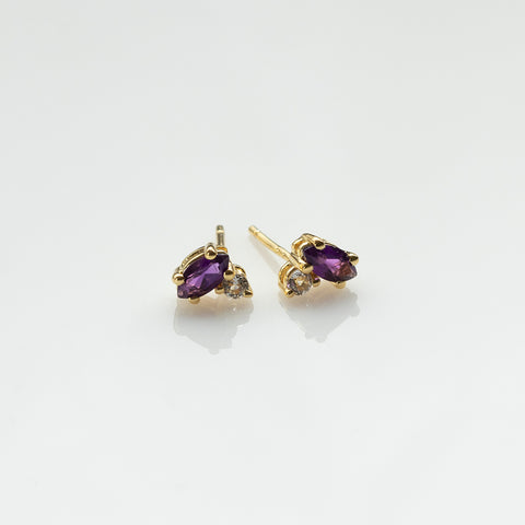 Fizzy amethyst & white topaz stud earrings 14K yellow gold