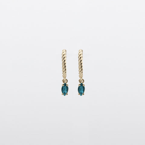 Fizzy blue topaz huggies earrings 14K yellow gold