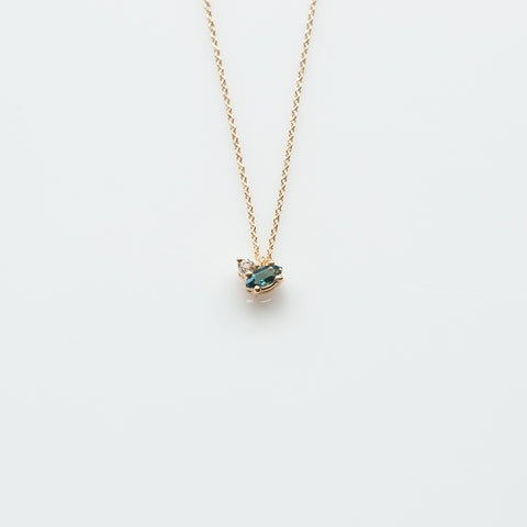 Fizzy blue topaz & white topaz necklace 14K yellow gold