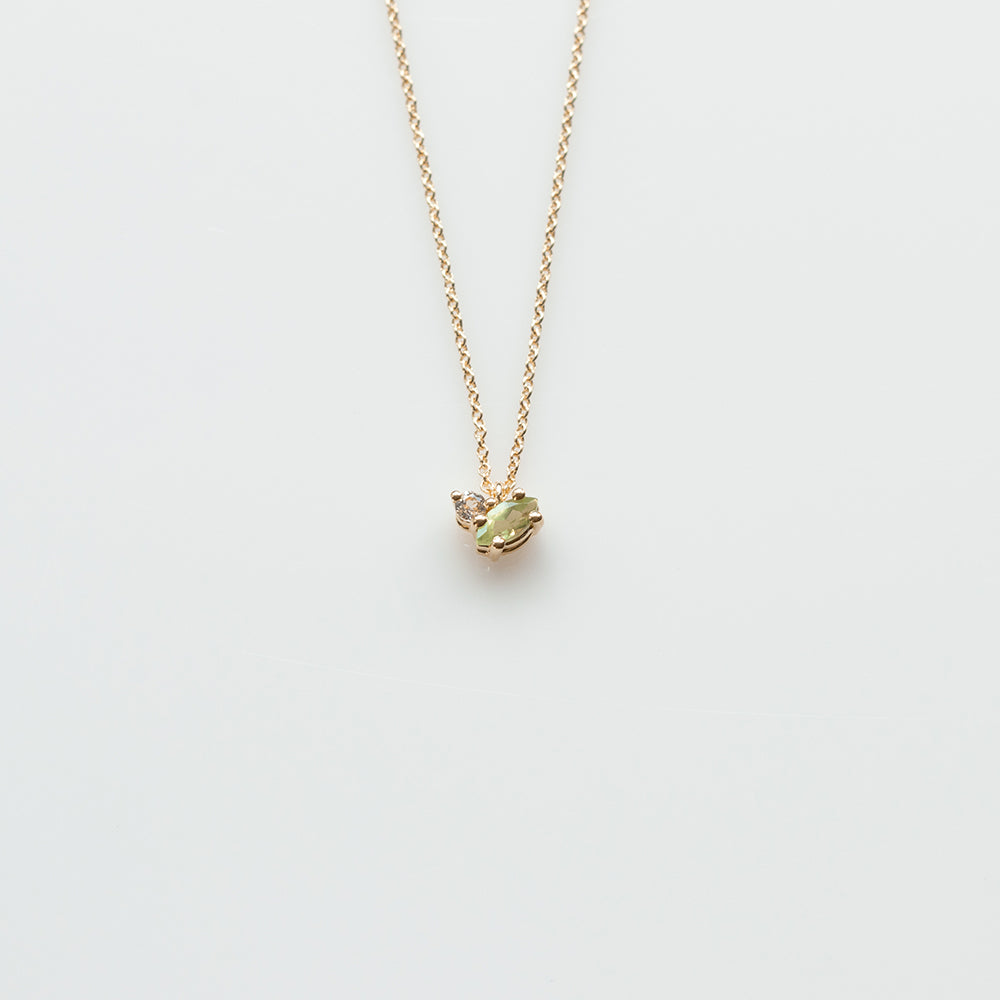 Fizzy peridot & white topaz necklace 14K yellow gold