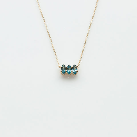 Fizzy blue topaz necklace 14K yellow gold