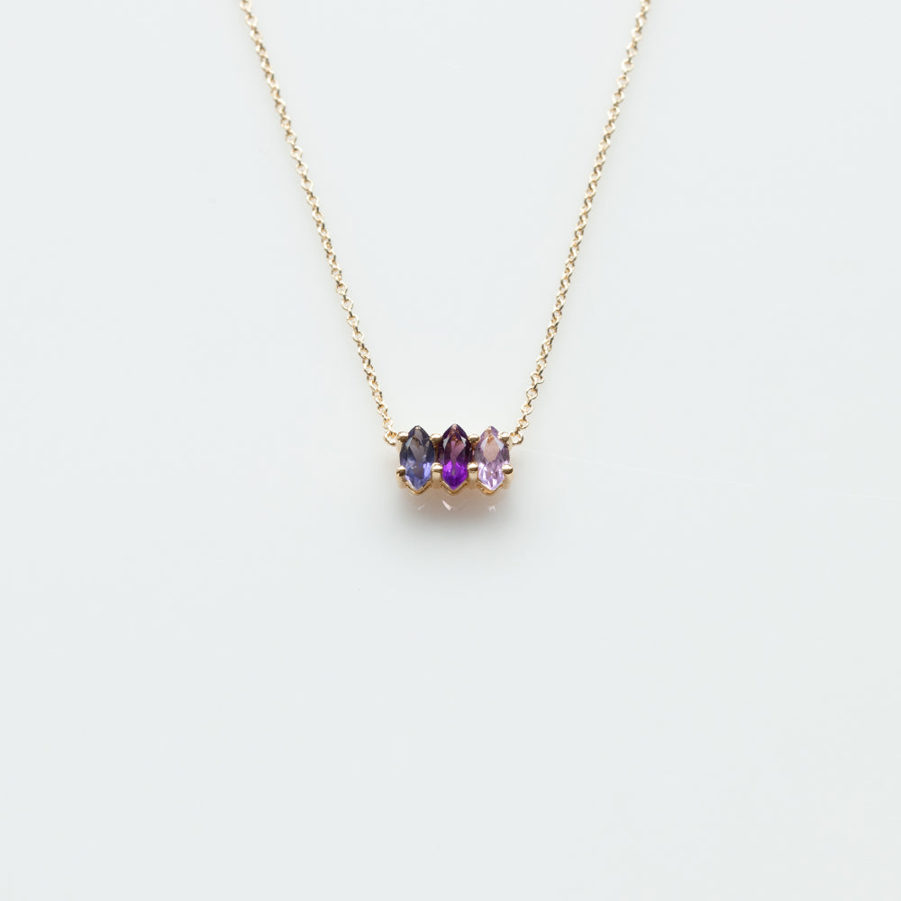 Fizzy amethyst & iolite necklace 14K yellow gold