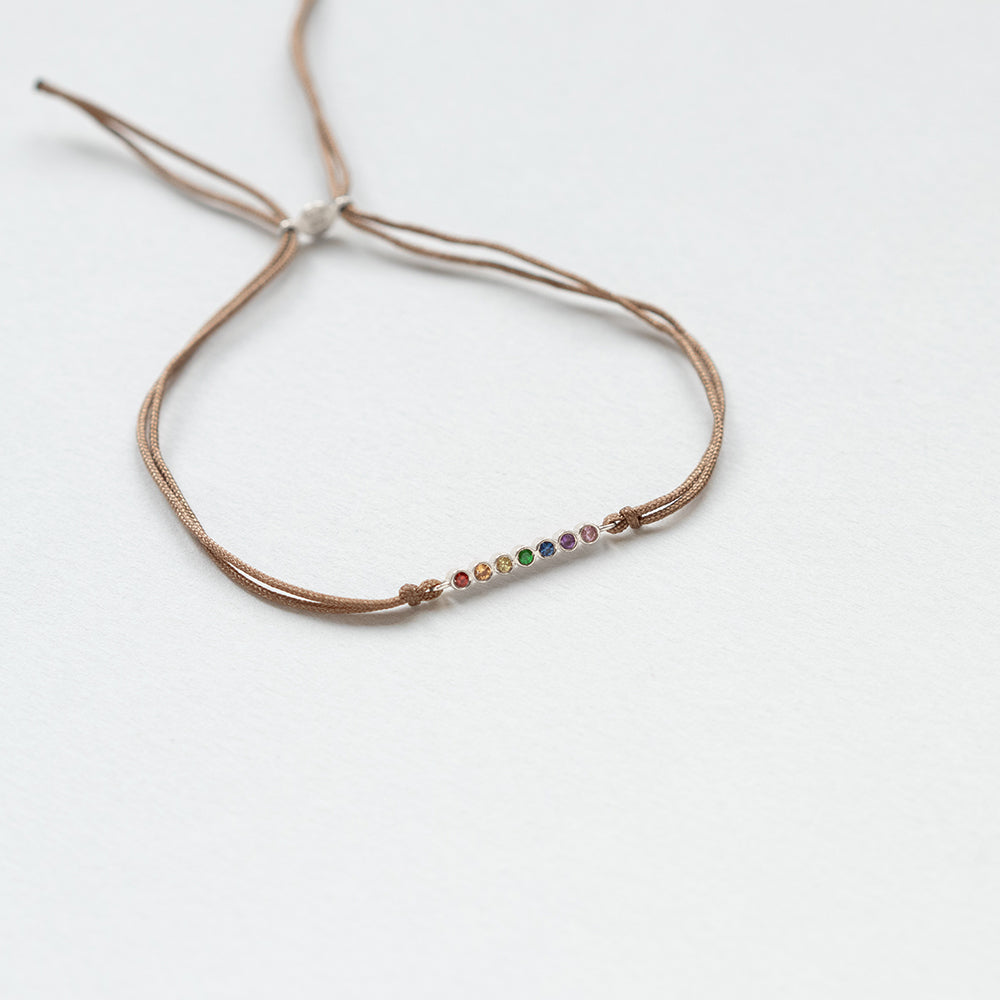 Astro rainbow 14K white gold thread bracelet