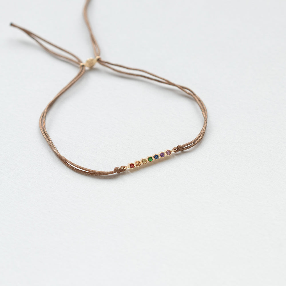 Astro rainbow 14K yellow gold thread bracelet