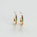 Astro rainbow 14K yellow gold hoops