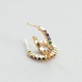 Astro rainbow 14K yellow gold hoops