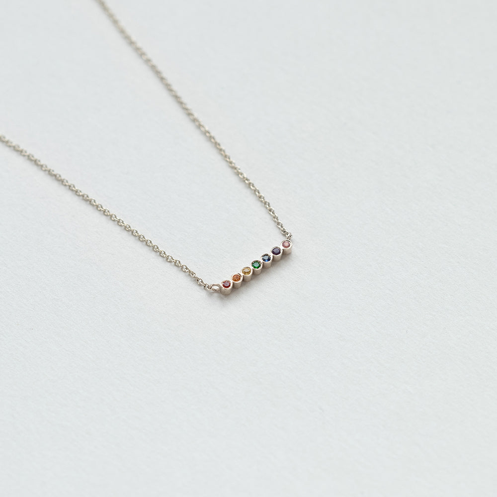 Astro rainbow 14K white gold necklace