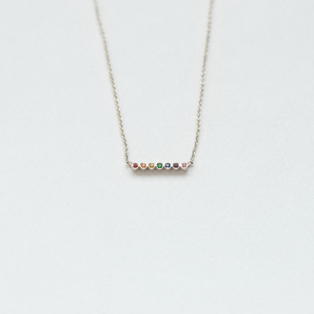 Astro rainbow 14K white gold necklace