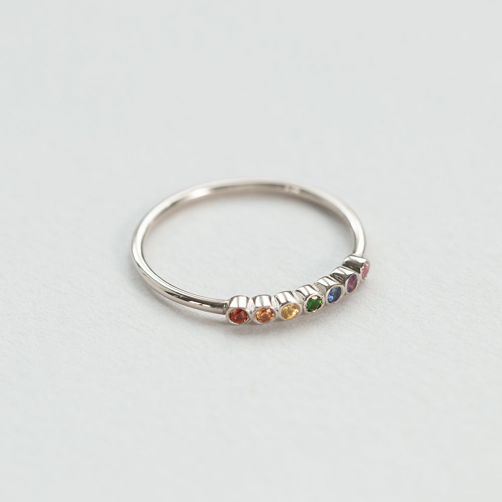 Astro rainbow 14K white gold ring