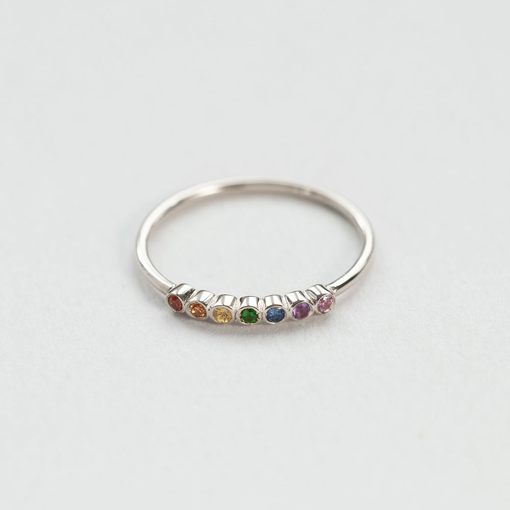 Astro rainbow 14K white gold ring