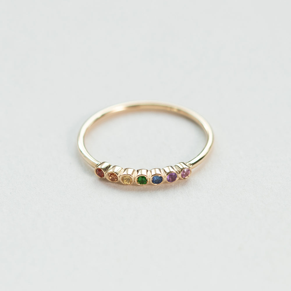 Astro rainbow 14K yellow gold ring