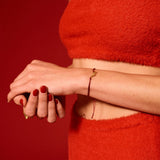 Pinky Promise Lucky Charm 2026 bracelet gold with burgundy thread