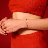 Pinky Promise Lucky Charm 2026 bracelet silver with burgundy thread