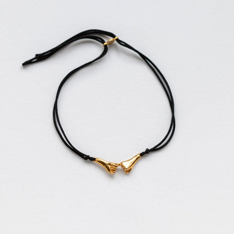 Pinky Promise Lucky Charm 2026 bracelet gold with black thread