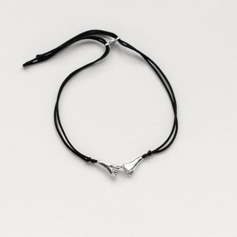 Pinky Promise Lucky Charm 2026 bracelet silver with black thread