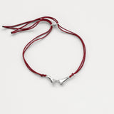 Pinky Promise Lucky Charm 2026 bracelet silver with burgundy thread