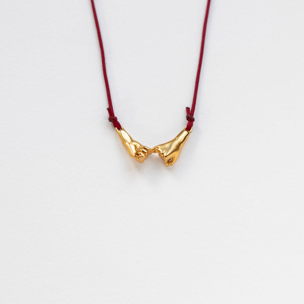 Pinky Promise Lucky Charm 2026 necklace gold with burgundy thread