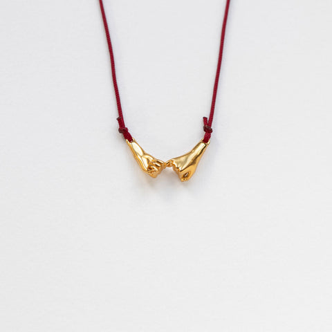 Pinky Promise Lucky Charm 2026 necklace gold with burgundy thread
