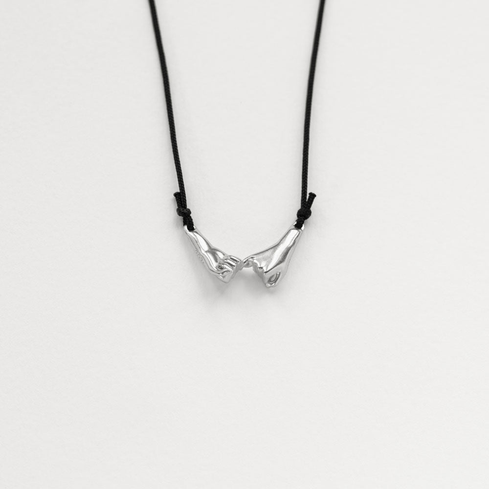 Pinky Promise Lucky Charm 2026 necklace silver with black thread