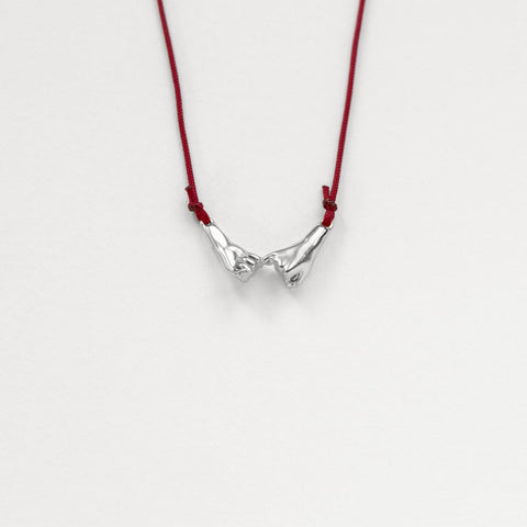 Pinky Promise Lucky Charm 2026 necklace silver with burgundy thread