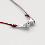 Pinky Promise Lucky Charm 2026 necklace silver with burgundy thread