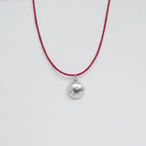 "Ζησ'το στο FULL" necklace with burgundy thread silver