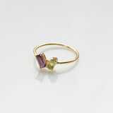 Fizzy amethyst & peridot ring 14K yellow gold