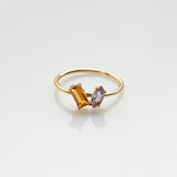 Fizzy citrine & amethyst ring 14K yellow gold