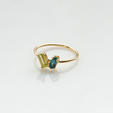 Fizzy peridot & blue topaz ring 14K yellow gold
