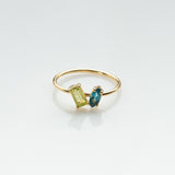 Fizzy peridot & blue topaz ring 14K yellow gold