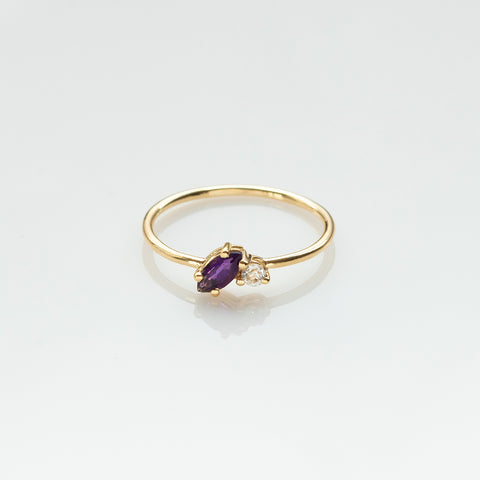 Fizzy amethyst & white topaz ring 14K yellow gold