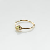 Fizzy peridot & white topaz ring 14K yellow gold