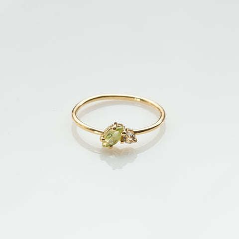 Fizzy peridot & white topaz ring 14K yellow gold