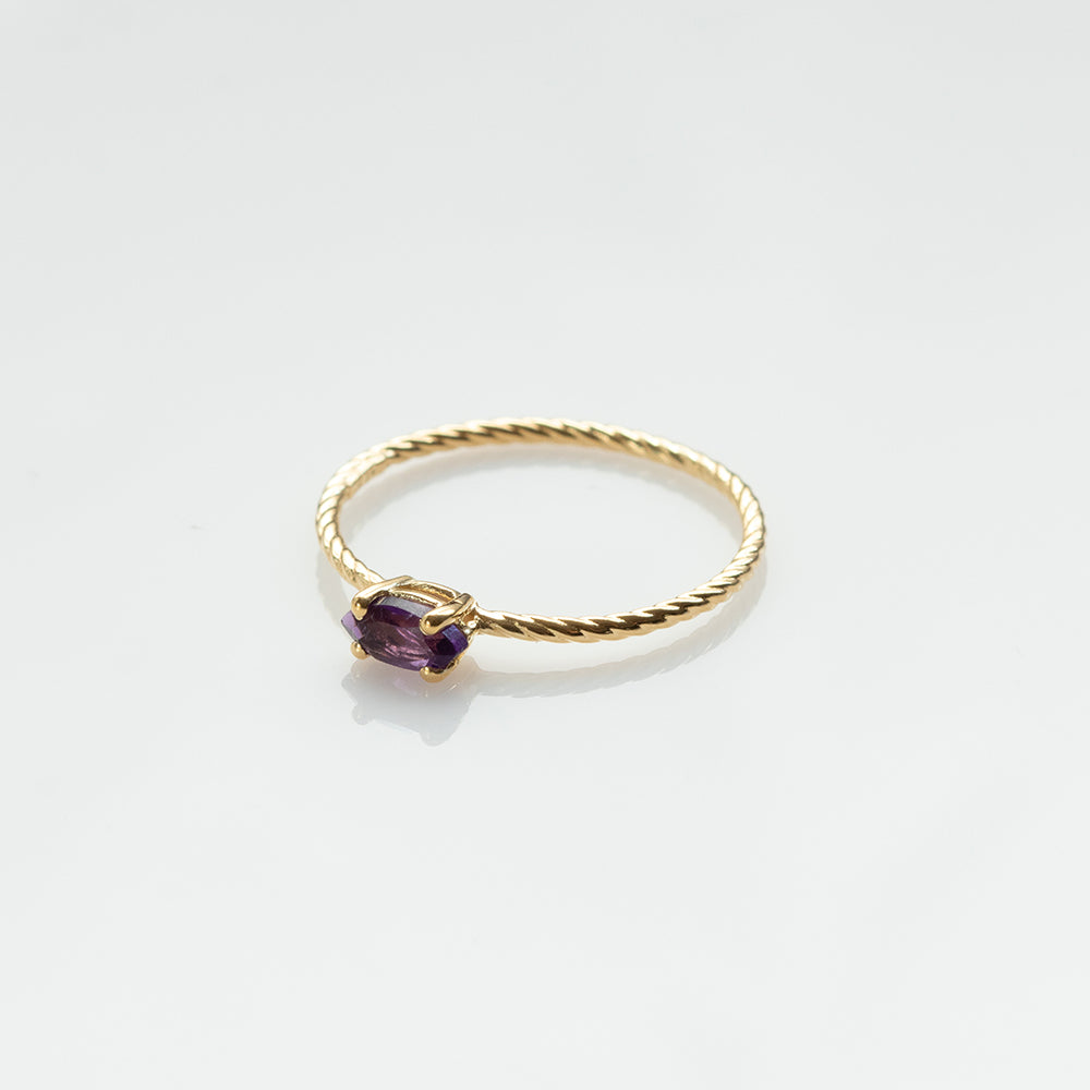 Fizzy rope amethyst ring 14K yellow gold