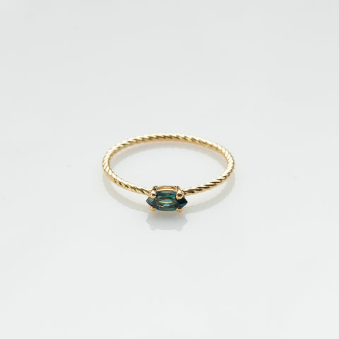 Fizzy rope blue topaz ring 14K yellow gold