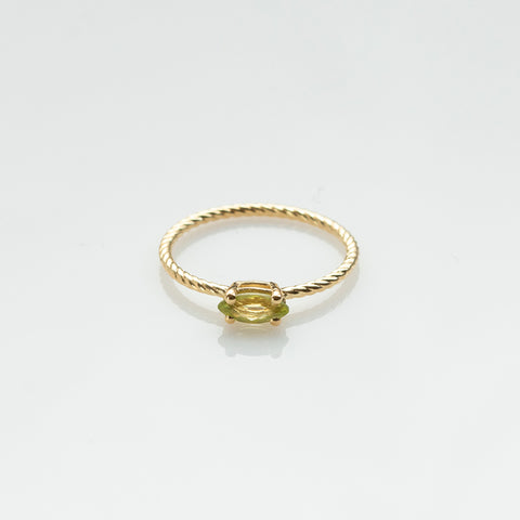 Fizzy rope peridot ring 14K yellow gold