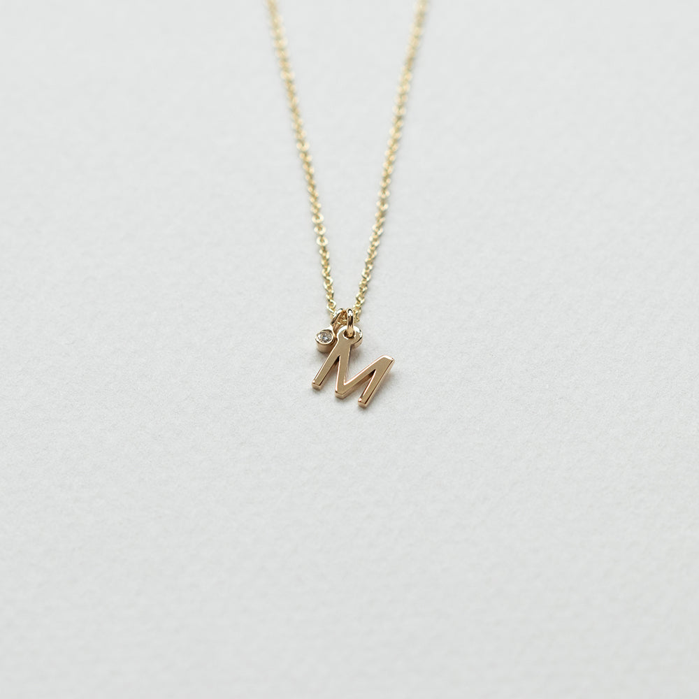 Initial necklace 14K yellow gold with diamond