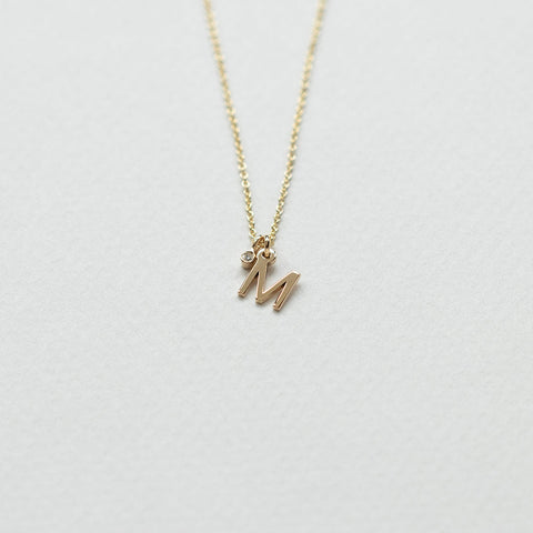 Initial necklace 14K yellow gold with diamond