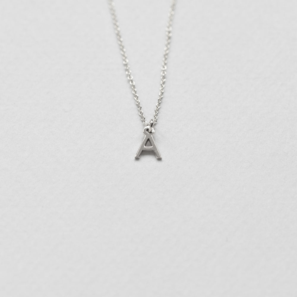 Initial necklace 14K white gold