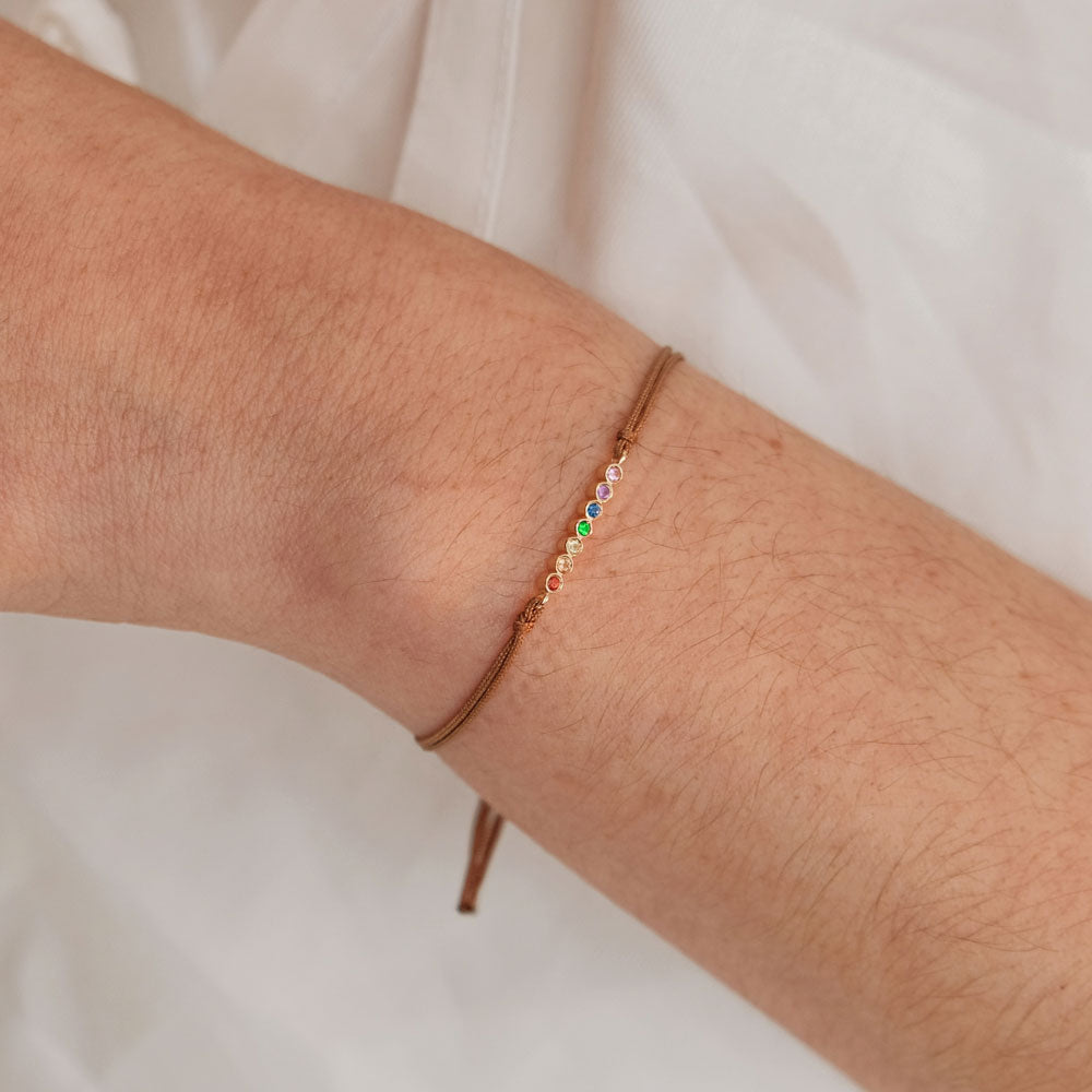 Astro rainbow 14K yellow gold thread bracelet