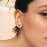 Fizzy blue topaz & white topaz stud earrings 14K yellow gold