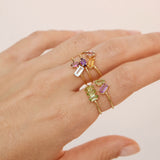 Fizzy rope amethyst & peridot ring 14K yellow gold