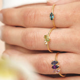 Fizzy rope blue topaz ring 14K yellow gold