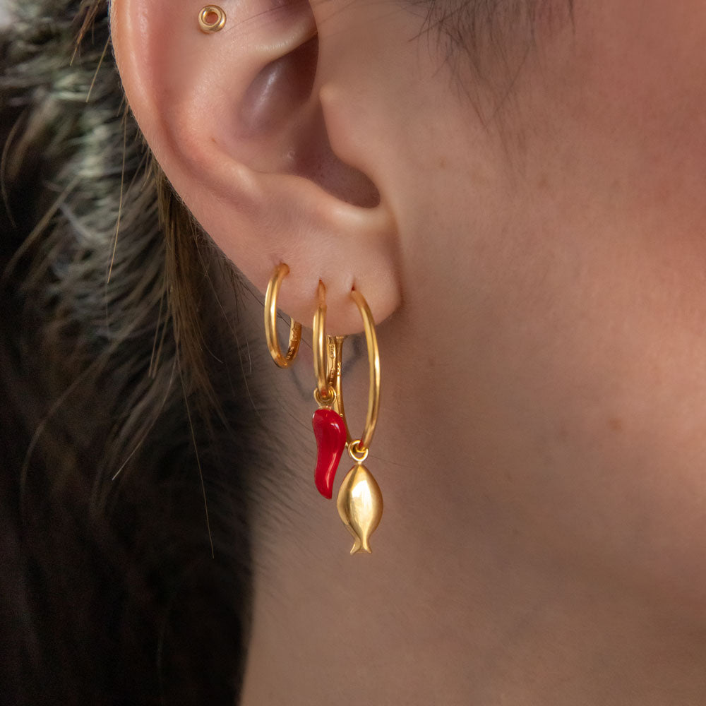 Cornicello earring charm gold