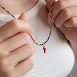 Cornicello necklace with thread silver